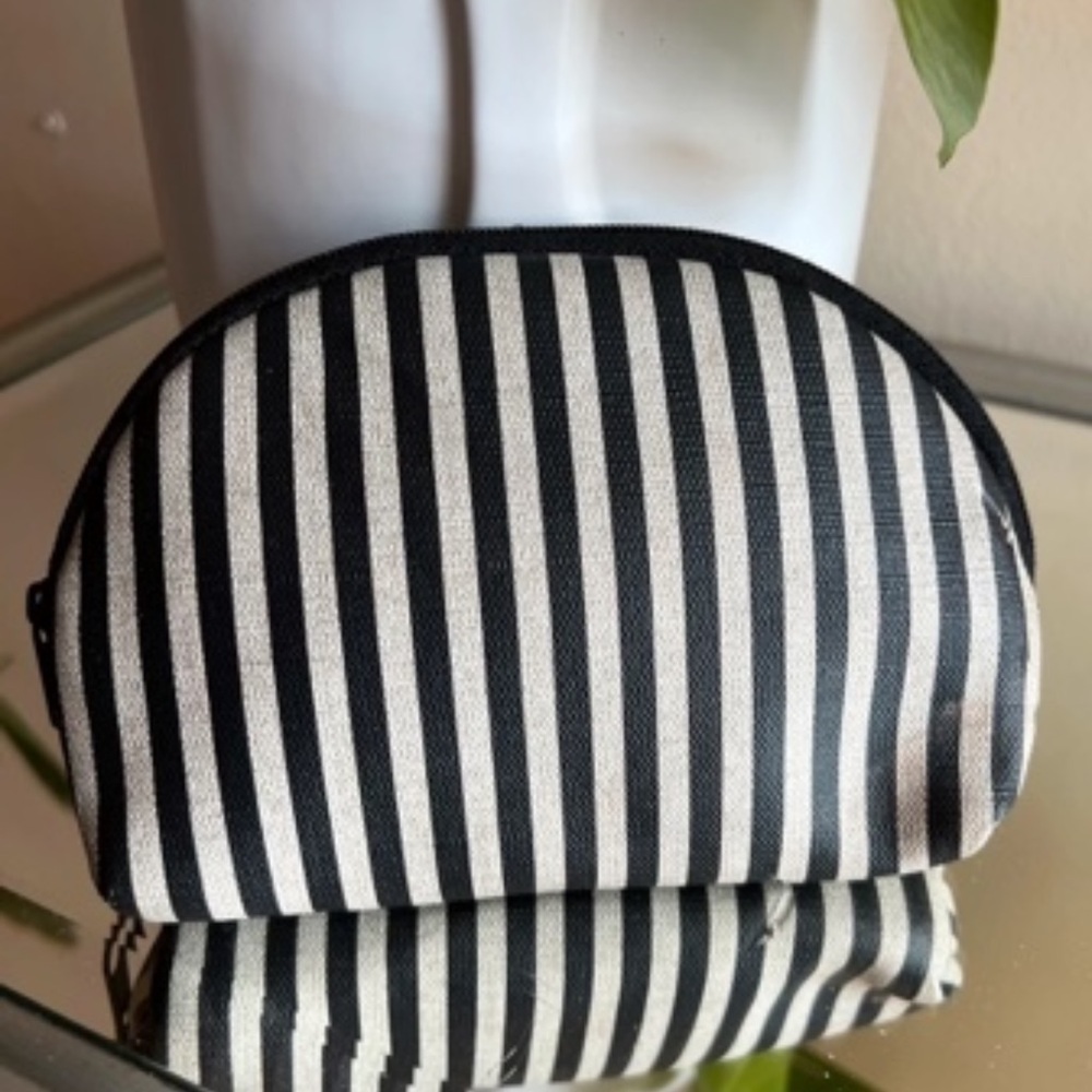 Striped Black and White Women's Cosmetic Pouch